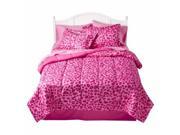 Xhilaration Full Bed In Bag Pink Cheetah Comforter Sheet Sham Reversible Leopard