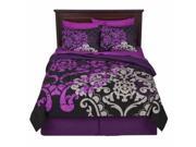 Xhilaration Full Bed In Bag Purple Scroll Comforter Sheet Sham 8 Pc Reversible