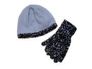 UPC 639725637149 product image for Faded Glory Girls Reversible Blue Microfleece Leopard Hat & Gloves Beanie Set | upcitemdb.com