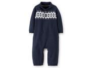 Carters Infant Boys Blue Knit Coverall Jumpsuit