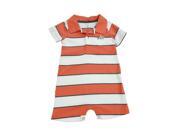 Carters Infant Boys Orange & White Striped Collared Romper