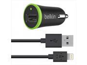 BELKIN F8J078bt04-BLK Black Car Charger with Lightning to USB Cable 10 Watt/2.1 Amp