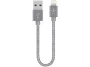 Belkin MIXIT UP 6in Metallic Lightning to USB Cable Gray