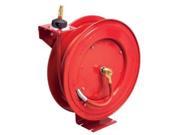 Retractable Air Hose Reel 3 8 I.D. x 50 ft 1 4 NPT Male Fittings Red Metal Housing Auto Rewind