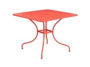 35.5'' Square Coral Indoor-Outdoor Steel Patio Table