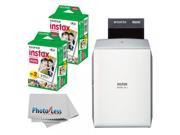 NEW Fujifilm instax SHARE Smartphone Printer SP-2 (Silver) + Fujifilm Instax Mini Twin Pack Instant Film (40 Shots) + Photo4Less Cleaning Cloth + Filming Bundle