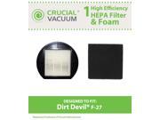 Dirt Devil F 27 Replacement HEPA Filter with Foam Filter; Replaces Dirt Devil Vacuum Part F27 1LY2108000 1 LY2108 000