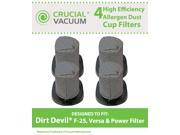 4 Dirt Devil F25 Dust Cup Filters Designed To Fit Dirt Devil Vacuum Cleaner F25 F 25 Filter; Versa Power Filter; Compare To Part 2SV1102000 3SV0980000; Desig