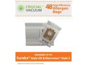 48 Eureka Style Ox Electrolux Style S Paper Micro Allergen Bags; Compare To Part 61230; Designed Engineered By Crucial Vacuum