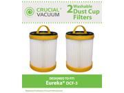2 Eureka DCF 3 HEPA Filters; Long Life WASHABLE REUSABLE Compare With Eureka Part 61825 62136 62136A DCF3; Designed Engineered by Crucial Vacuum