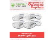 8 Shark Steam Mop Washable Reusable Microfiber Pads Fits Shark Lite and Easy S3250 S3101 and S3202; Designed Engineered by Crucial Vacuum