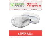 2 Swiffer Wet Jet Washable Reusable Microfiber Cleaning Pads; Fits the Swiffer Sweeper Wet Jet Floor Cleaner; Designed Engineered by Crucial Vacuum