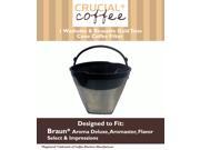 1 Braun Washable Reusable Gold Tone Cone Coffee Filter; Fits Braun Aroma Deluxe Aromaster Flavor Select Impressions; Designed Engineered by Crucial Coff