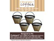 4 Cuisinart GTF 4 GTF4 Gold Tone Washable Reusable Coffee Filter for Cuisinart 4 Cup Coffeemakers; Designed Engineered by Crucial Coffee