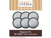 6 Mr. Coffee Charcoal Water Filters; Fits WFF 3 Coffeemakers; Compare to Part 113035 001 000; Designed Engineered by Crucial Coffee