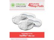 4 Swiffer Wet Jet Washable Reusable Microfiber Cleaning Pads; Fits the Swiffer Sweeper Wet Jet Floor Cleaner; Designed Engineered by Crucial Vacuum