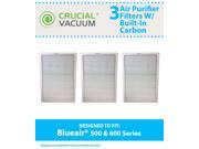 Set of 3 Deluxe 500 600 Series Blueair Air Purifier Filters with Built In Odor Neutralizing Particle Pre Filter; Fits Blueair 501 503 550E 601 603 650E mod