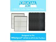 2 Crucial Air HEPA Air Purifier Filters 8 Odor Neutralizing Carbon Pre Filters Fits Whirlpool Part 8171434K 1183054