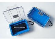 Pelican PLO1040026100B Pelican Blue 1040 Micro Case with Clear Lid and Carabineer