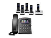Polycom VVX 410 2200 46162 025 w 5 Wireless Handsets 12 line Mid Range Business Media Phone
