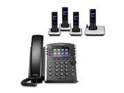 Polycom VVX 410 2200 46162 025 w 4 Wireless Handsets 12 line Mid Range Business Media Phone