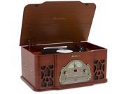 Electrohome Vinyl Record Player Classic Turntable Wood Stereo System AM FM Radio CD and AUX Input for Smartphones