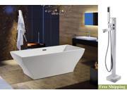 AKDY 67 AK NEF296 A 8733 Europe Style White Acrylic Free Standing Bathtub w Faucet