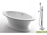 AKDY 73 AK NEF809 8733 Europe Style White Acrylic Free Standing Bathtub w Faucet