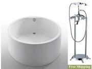 AKDY 63 AK NEF818 8713 Europe Style White Acrylic Free Standing Bathtub w Faucet