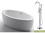 AKDY 73 AK NEF819 8723 Europe Style White Acrylic Free Standing Bathtub w Faucet