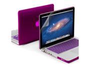 GMYLE 3-in-1 Rubberized Coating Hard Slim Cover Case for Apple Macbook Pro 13-Inch with Clear LCD Screen Protector and Purple Silicone Keyboard Cover Package -