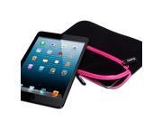 GMYLE (R) Black Neoprene Tablet Sleeve Case Cover Bag with Two Neon Pink GMYLE Zipper Pocket for New Apple iPad Mini 7.9 inches / Samsung Galaxy Tab 2 7.0/ Nexus