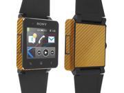 Skinomi Carbon Fiber Gold Phone Skin+Screen Protector for Sony SmartWatch 2