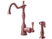 Danze D401557AC Opulence Single Handle Kitchen Faucet with Matching Side Spray, Antique Copper
