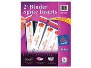 Avery Custom Binder Spine Inserts 2 Spine Width 4 Inserts Sheet 5 Sheets Pack PK AVE89107