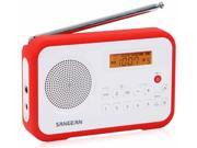 Sangean AM FM Clock Portable Digital Radio with Protective Bumper PR D18RD