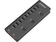 ORICO 9 Port USB Hubs 2 Charging Port with Power Switch and Premium 12V 2.5A Power Adapter 3.3Ft 1M USB2.0 Cable for Windows XP Vista 7 8 8.1 10 Mac O