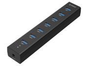 ORICO Super Speed USB 3.0 7 Port Hub with 3.3Ft. Power Cord and Data Cable H7013 U3 V1 Black