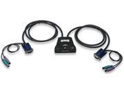 Manhattan 2 Port Mini KVM Switch with integrated connection cables