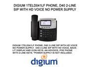 Digium 1TELD041LF Phone D40 2 Line SIP with HD Voice NO POWER SUPPLY