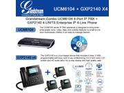 Grandstream GXP2140 4 UNITS Enterprise IP phone UCM6104 4 Port IP PBX