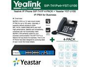 Yealink SIP T41P IP Phone 4 PACK Yeastar YST U100 IP PBX for Business
