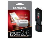 Samsung 256GB MicroSD XC Class 10 Grade 3 UHS-3 Mobile Memory Card for Samsung Galaxy S7 & S7 Edge S8 & S8 Plus with USB 3.0 MemoryMarket Dual Slot MicroSD & SD