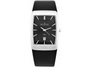 Skagen Leather Collection Date Window Black Dial Men's watch #690LSLB