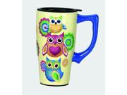 Unique Owl Lovers Coffee Travel Mug with Plastic Lid