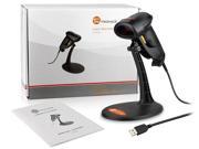 Taotronics TT BS003 Black USB Automatic Wired Handheld Laser Barcode Scanner With Hands Free Adjustable Stand Bracket