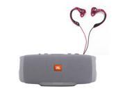 Jbl Charge 3 Waterproof Portable Bluetooth Speaker (gray) And Polk Audio Ultrafit 500 Mid-flange Earphones (pink/gray)