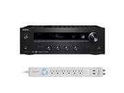 Onkyo TX 8140 Network Stereo Receiver with Built In Wi Fi Bluetooth and Panamax 6 Outlet Floor Power Strip with USB Ch