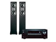 Onkyo TX SR353 5.1 Channel A V Receiver with HDCP2.2 HDR and Bluetooth and Polk TSi300 3 Way Tower Speakers with Two 5 1