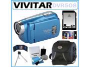 Vivitar DVR508 High Definition Digital Video Camcorder Blue 8GB Kit